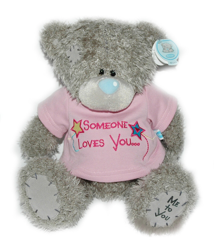 Медвежонок 25см в футболке "Someone Loves U"